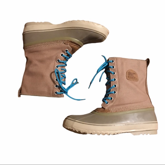 Sorel 1964 Premium Canvas Mid-Calf Waterproof Boots with Turquoise Laces - Picture 7 of 16